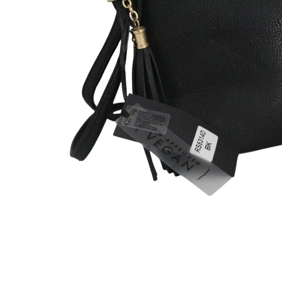 Deluxity Los Angeles Black Faux Leather Zippered Crossbody Purse PETA Vegan NWT - Picture 4 of 6